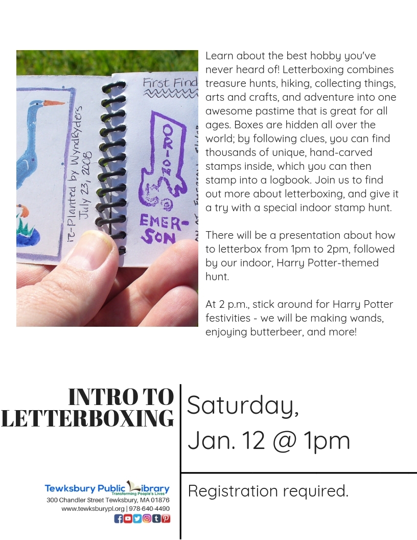 01/12/2019 Introduction to Letterboxing Tewksbury Public Library